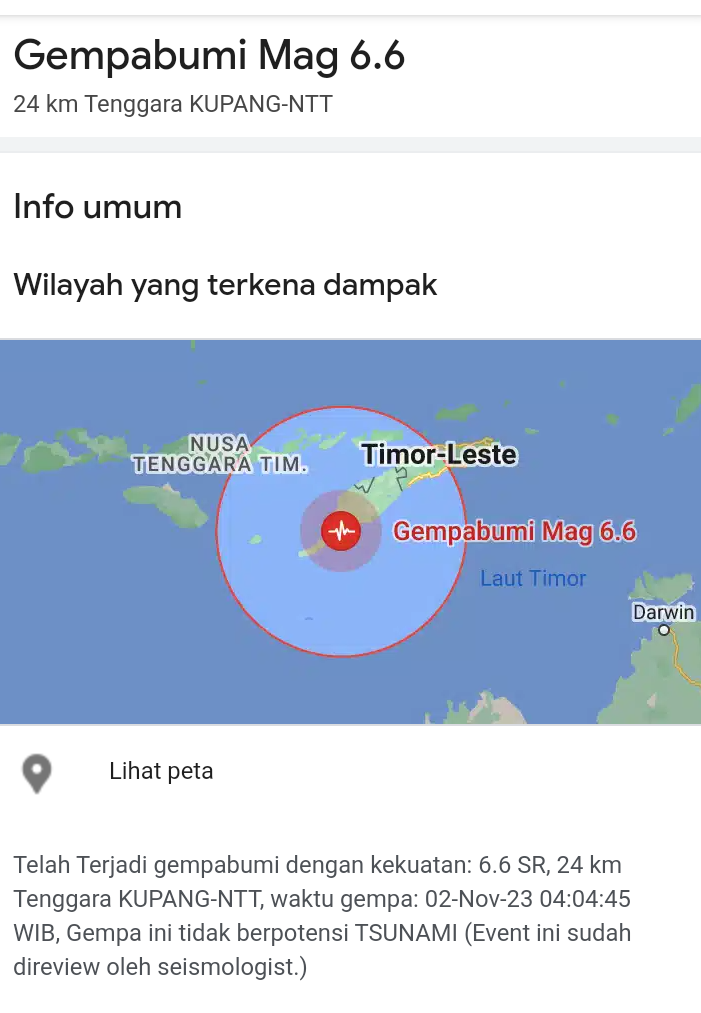 BREAKING NEWS : Gempa Guncang Kota Kupang Warga Lari Berhamburan