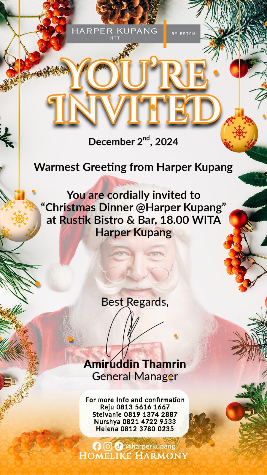 Buruan Harper Hotel Kupang Tawarkan Promo Christmas Dinner Spesial